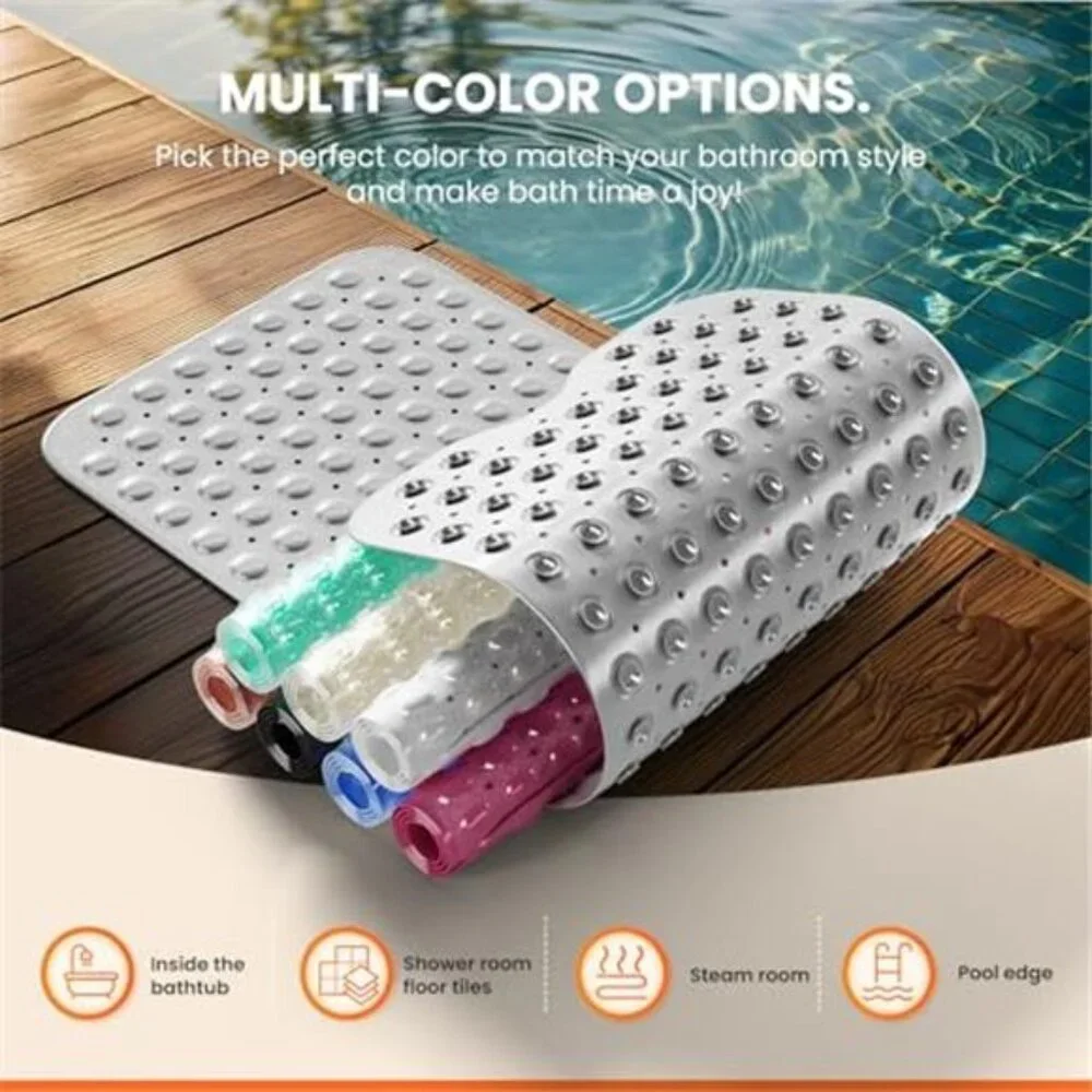 Non Slip Bath Tub Mat Extra Large Shower Mat Suction Cups Machine Washable
